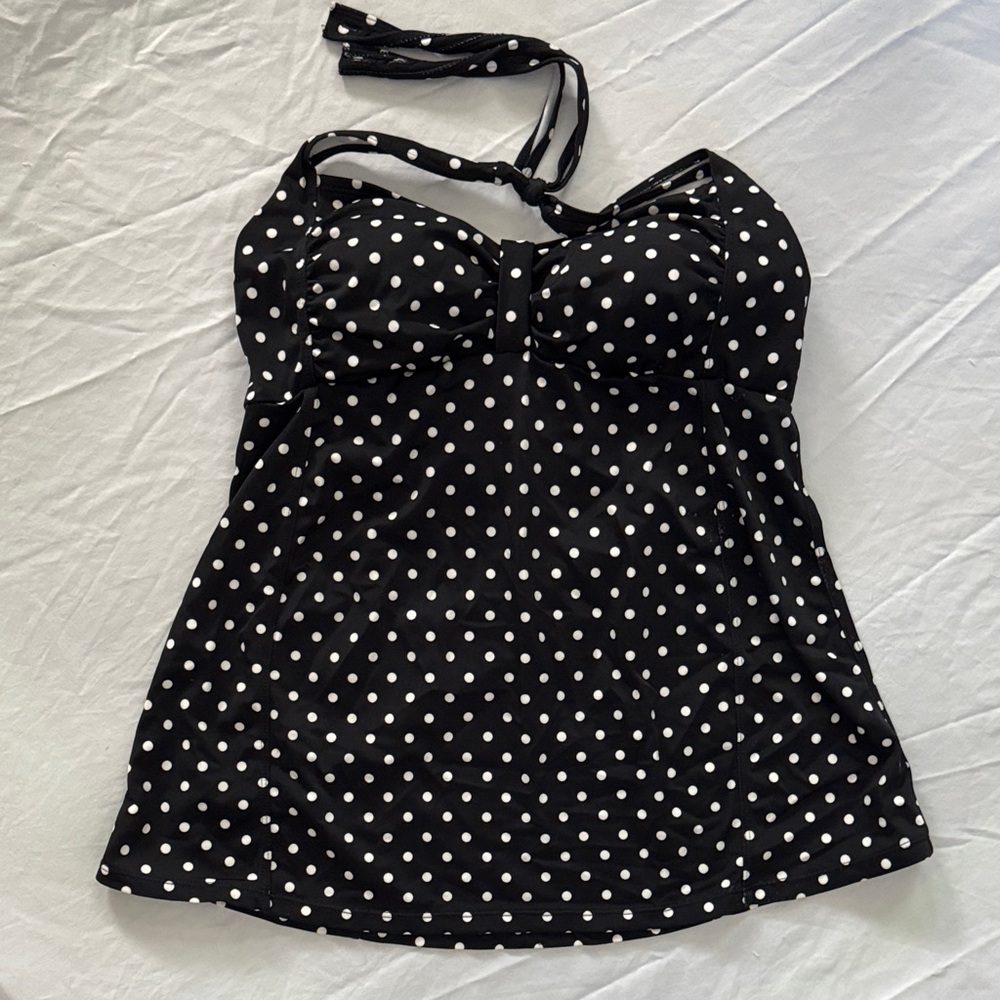 Motherhood Black and White Polka Dot Halter Top
